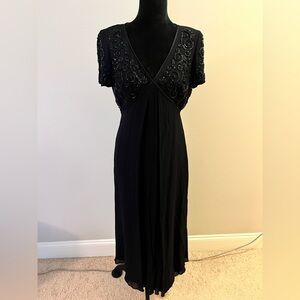 Liz Claiborne Black Beaded V-Neck Maxi Dress